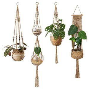 Macrame Plant Hangers 4 Pcs Indoor Outdoor Hanging Planter Basket